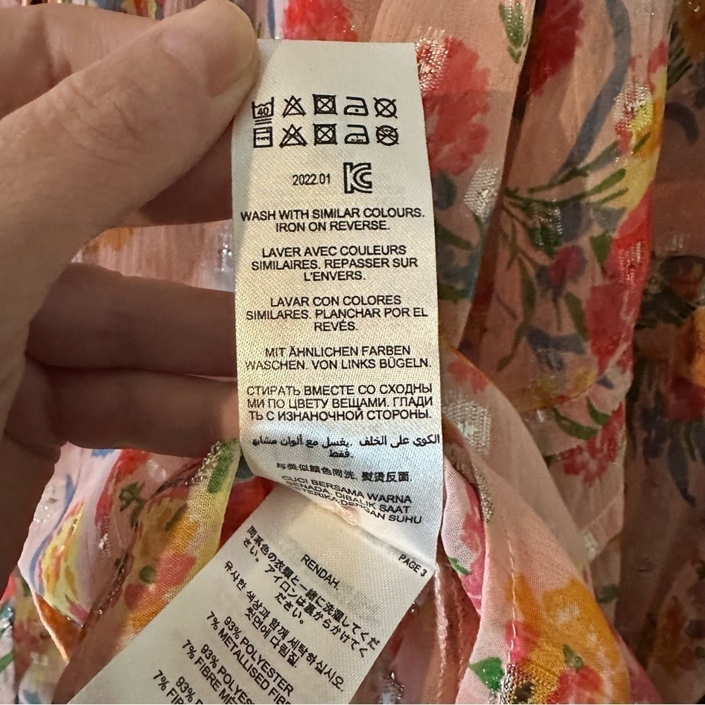 Lipsy Button-Front Multicolour Metallic Floral Top Boho Cottagecore Size 10 - Picture 13 of 14